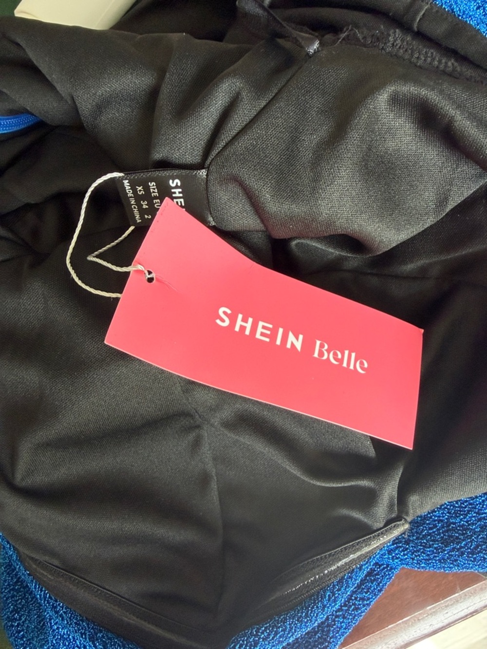 SHEIN Electric Blue One-Shoulder Draped Mini Dress CAJA # 1 E - Picture 8 of 8